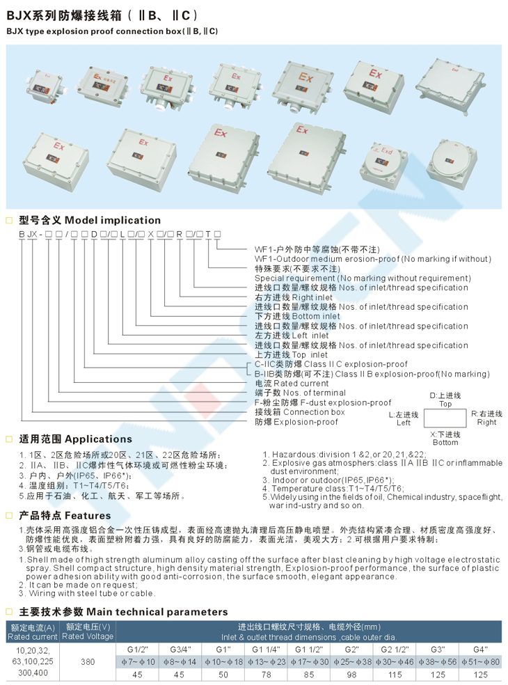 BJX系列防爆接線(xiàn)箱(‖B、‖C)