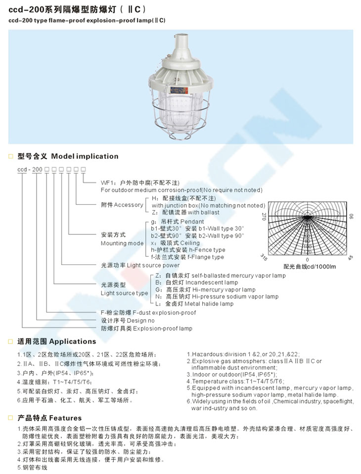 ccd-200系列隔爆型防爆燈(IIC)