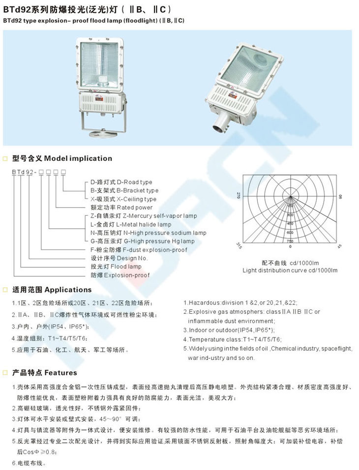 BTd92系列防爆投光(泛光)燈(IIB、IIC)