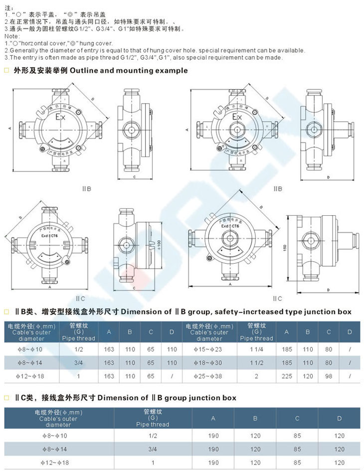 AH系列防爆接線盒(IIB、IIC、e)