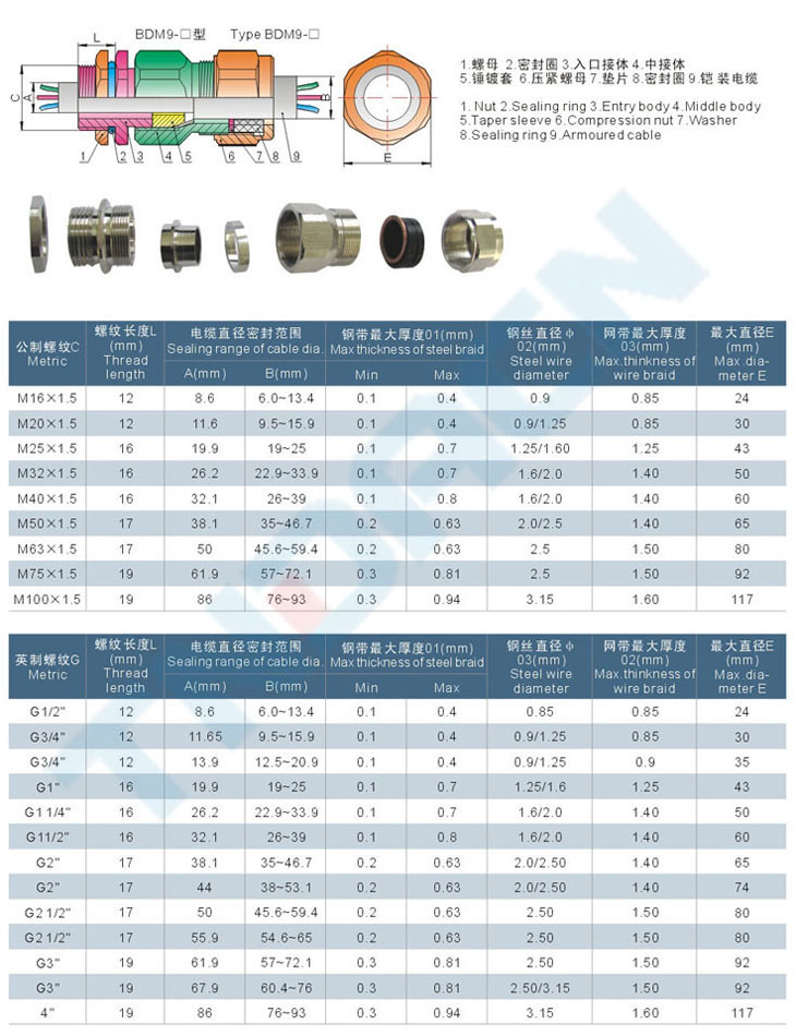 BDM□系列防爆電纜夾緊密封接頭(dII)