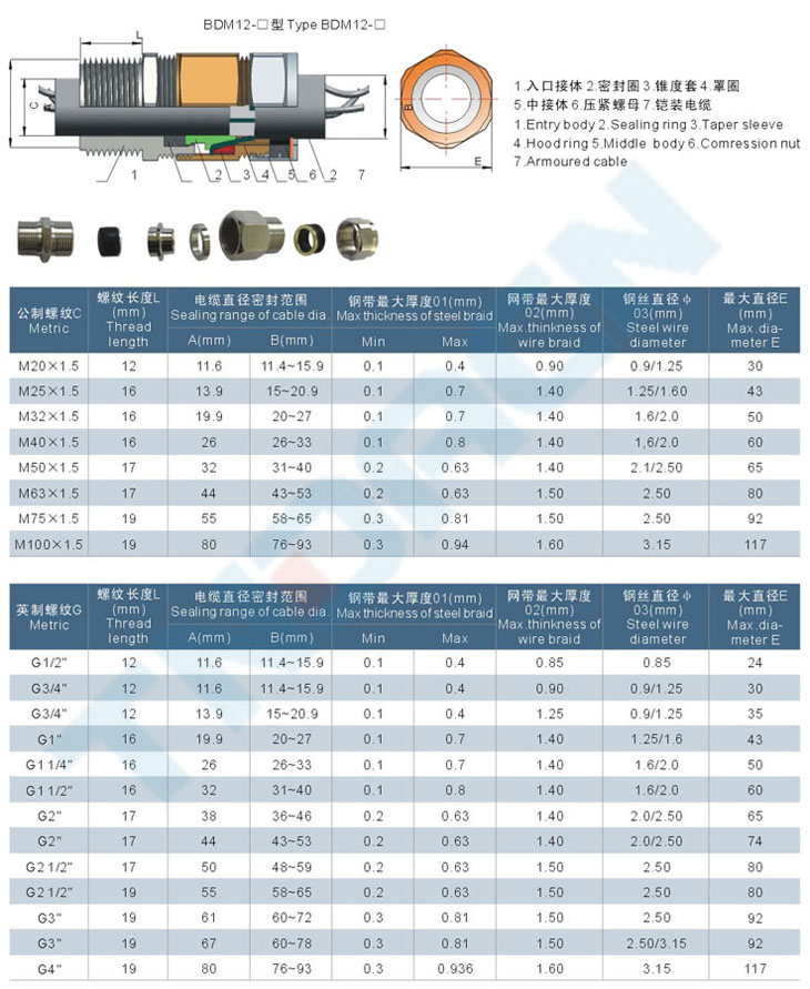 BDM□系列防爆電纜夾緊密封接頭(dII)