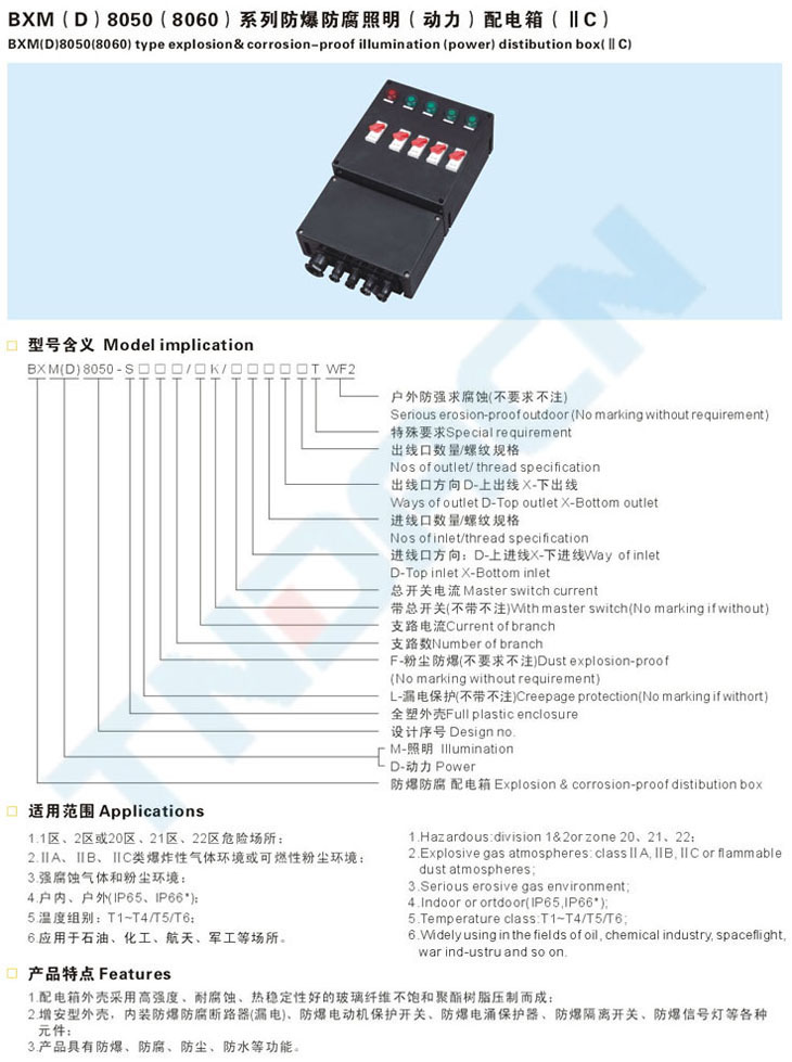 BXM(D)8050(8060)系列防爆照明(動(dòng)力)配電箱(IIC)