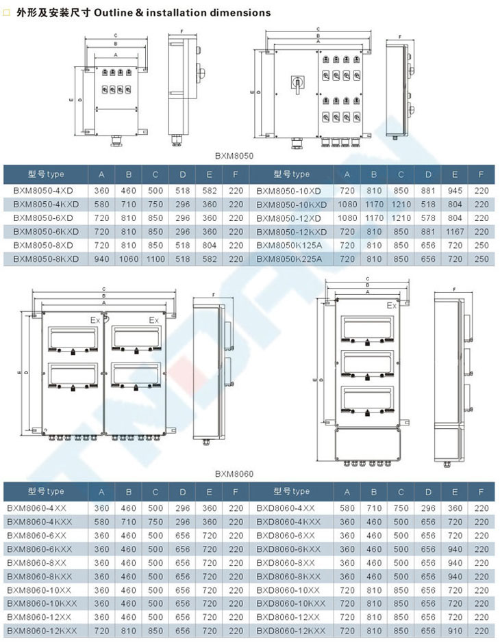 BXM(D)8050(8060)系列防爆照明(動(dòng)力)配電箱(IIC)