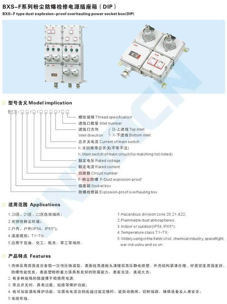 BXS-F系列粉塵防爆檢修電源插座箱(DIP)