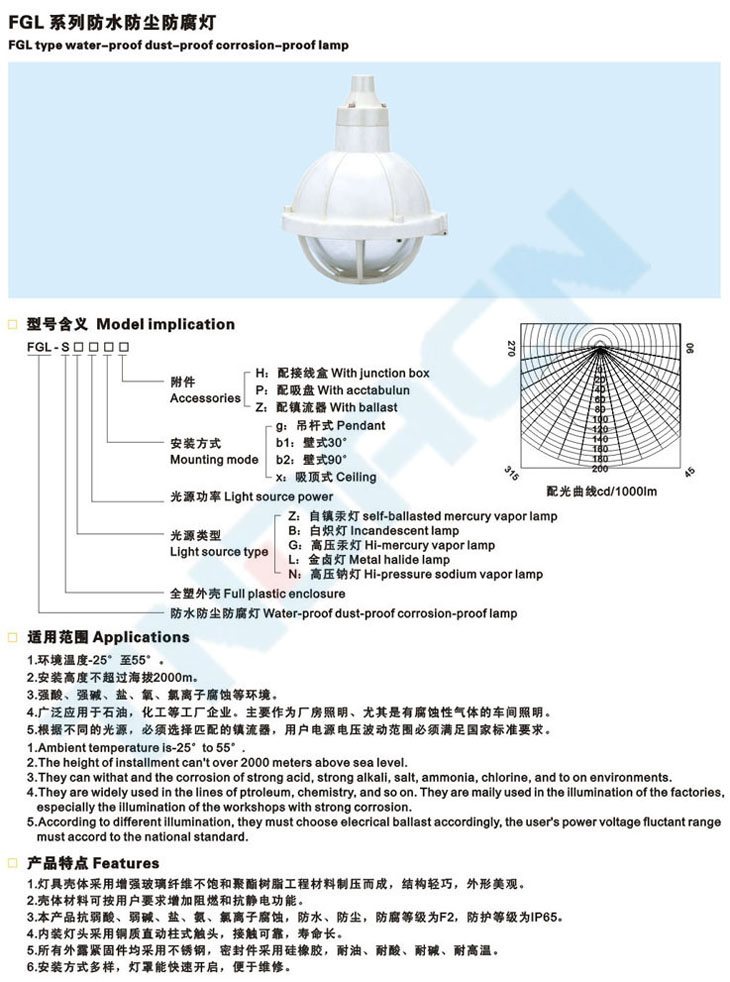 FGL系列防水防塵防腐燈